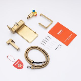 Гигиенический душ со смесителем Raglo R51.55.03 с полкой и бумагодержателем золотой сатин